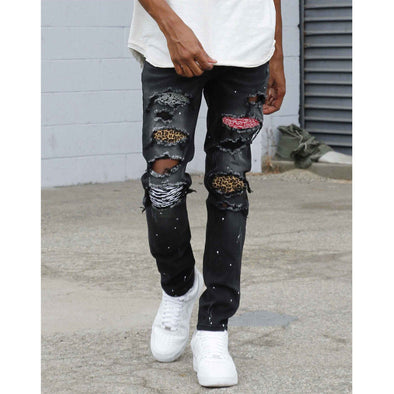 Carbon Black Slim Distressed Bootcut Jeans – Mode De Base Italie